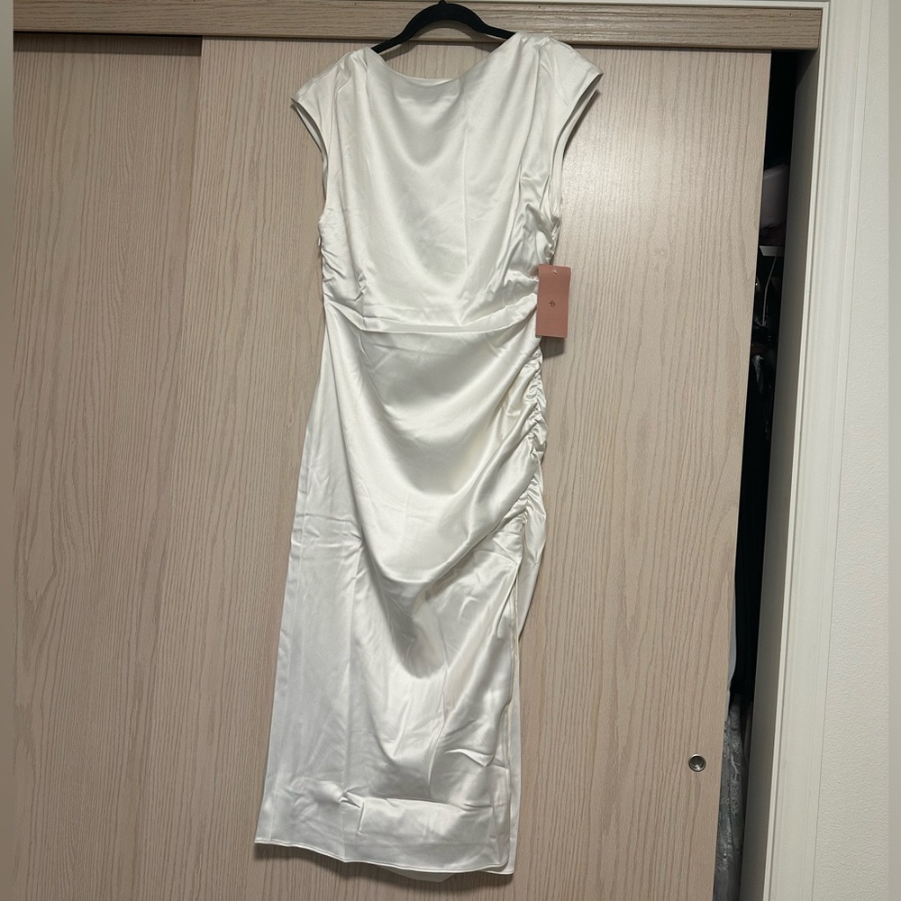 NWT BHLDN Francesca High Neck Stretch Satin Midi Dress